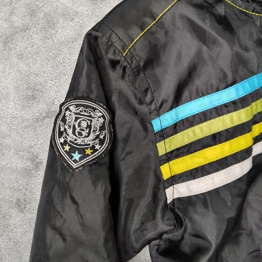 Coogi Striped Windbreaker Jacket Kids 4T Black Multi Full Zip Lightweight Patch - Picture 9 of 13